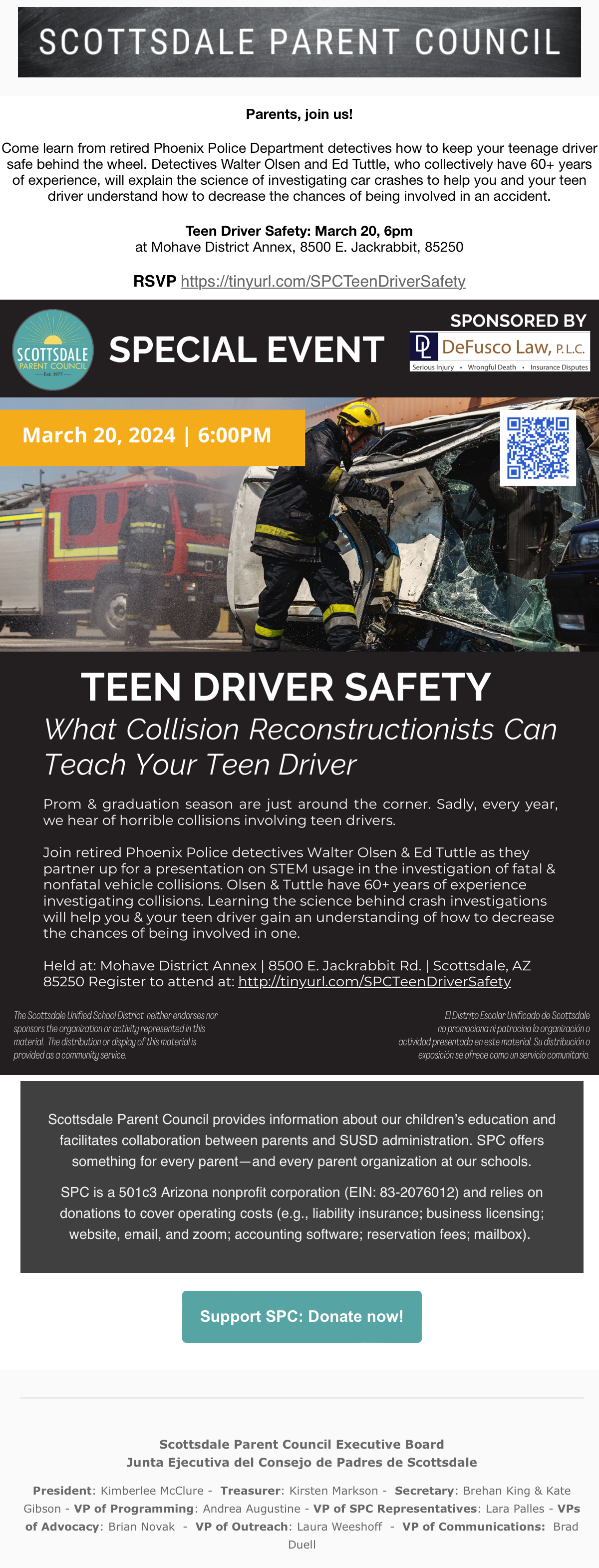 SPC Special Event 3 20 6pm Teen Driver Safety Scottsdale